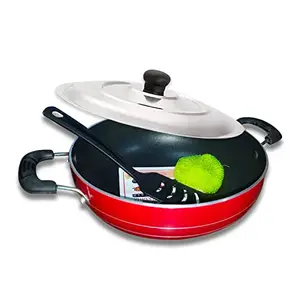 PANBERRY Nonstick Aluminium Gas Compatible Deep Fry Kadai/Wok 22 cm with Stainless Steel Lid, Capacity 2 Litre with Free Spatula price in India.