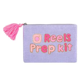 Desi Drama Queen Makeup Pouch Reels Kit/Purse Handloom Levender Free Size (23cm X 16 cm)