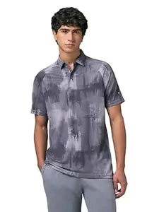 TECHNOSPORT Mens Slim Fit All Over Print Half Sleeve Polo T-Shirt with UPF50+, Quick Dry for Regular Use