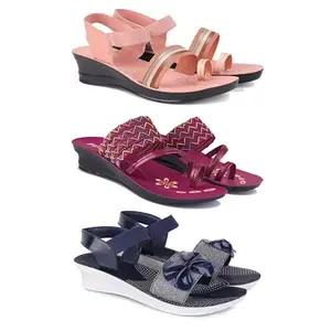 Women's Comfortable Sandal,Casual Lightweight Sandal for Everyday Wear | D_(COMBO-3)-1959-1949-1972-5