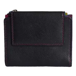 Leatherman Fashion LMN Genuine Leather Black Women Wallet(3 Card Slots)