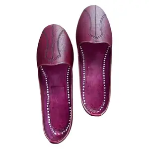 Sunkingshop Creations Handmade Design Embroidered Rajasthani Soft Leather Jutti for Men (Maroon) (8)