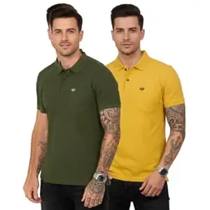 Basic Things Men Tshirt Combo, Collar with Pocket, Combo T Shirt for Men, Collar Polo T Shirt, Cotton Blend (Pack of 2)