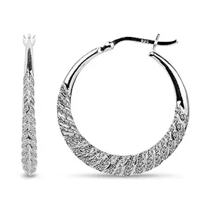 Amazon Brand - Nora Nico 925 Sterling Silver Classic Diamond-Cut Light-Weight Hoop Earrings for Women- BIS Hallmarked