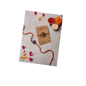 VENI Premium Designer Silver Rakhi Set 2 - Traditional Red & Yellow Mauli Thread with Antique Silver Charms for Raksha Bandhan Festival, for Brother, Sister, Bhaiya, Bhabhi with Roli Chawal (RA35)