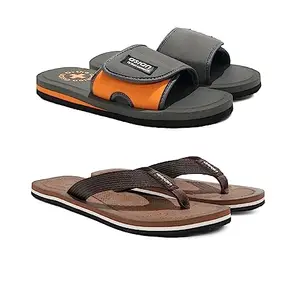 ASIAN Men's Slipper Combo Pack of 2 Daily Used Flip-Flop & Slippers | Lightweight With Multicolor Rubber Chappals For Men's & Boy's