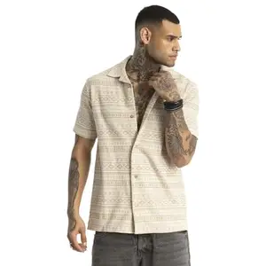 SNITCH VIO Beige Printed Shirts