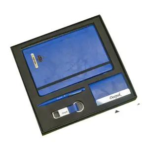 Vorak Ahimsa Ahimsa Leather Customized Card Holder with Name Engrave Gift Set | Personalized Unisex Gift Combo with Name Engrave (Blue)