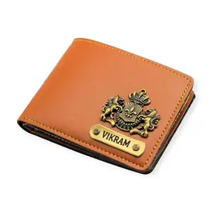 NAVYA ROYAL ART Customized Wallet for Men | Personalized Wallet with Name Printed | Leather Name Wallet for Men | Customised Gifts for Men |Personalised Mens Purse with Name & Charm, Tan