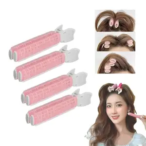 SIYAA 4-Piece Hair Rollers with Clip - Volumizing Root Clips for Bangs & Curler - DIY Hair Styling Accessories - Portable Pink