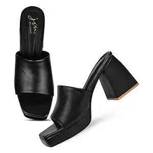 JM LOOKS Women Fashion Black Casual Attractive Comfort sole Open Back Block Heel sandal Women & Girls
