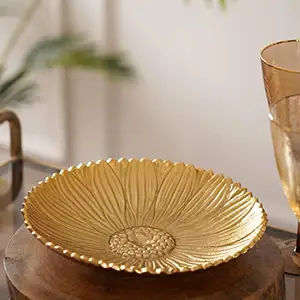 Pure Home + Living, Aluminium Gold Plate (25cm x 25cm x 6cm, Gold)
