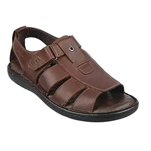Pierre Cardin Men's Brown Leather Formal Sandal, 8
