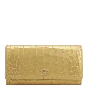 Da Milano Flap Leather Wallet for Women - Gold