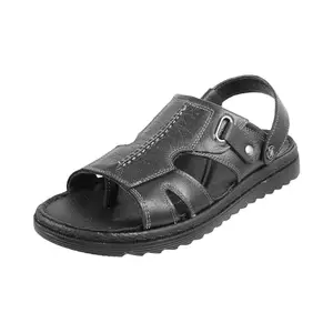Metro Men Black Synthetic Leather Comfort Sandal UK/9 EU/43 (18-108)