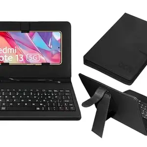 ACM Keyboard Case Compatible with Xiaomi Redmi Note 13 Mobile Flip Cover Stand Direct Plug & Play Device for Study & Gaming Black
