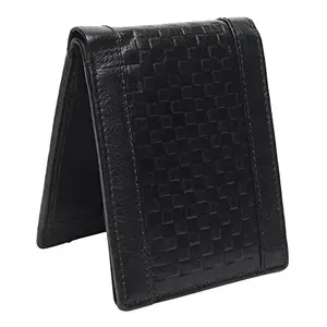 DCENT KRAFT Genuine Leather Wallet for Men,RFID Blocked, Mat Designer Premium Wallet,ID Window,Card Slots,Coin Pocket,Black Leather Wallet for Men & Boys