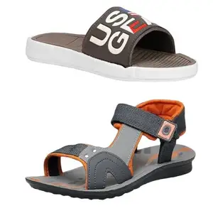 GeNIAL Men Multicolor Sandals | Size - 7 | GRY GC-504+ OG GRY S18-7