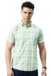 Majestic Man Men Slim Fit Pure Cotton Checkred Half Sleeve Casual Shirt
