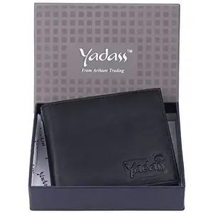 YADASS RFID Protected Leather Bi-fold Wallet for Men I 8 Card Slots I 2 Currency Compartments (YD-22127-BL)