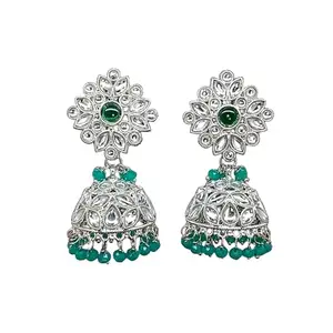Neeara Fashion,Unique Styled Small Oxidised Jhumka Earrings For Girls And Women fashion (Green)