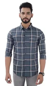 Leonn Slim Cotton Shirt for Men's (X-Large, Blue)