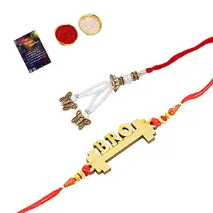 Stylish Bhaiya Rakhi BRO With Designer Bhabhi Rakhi Combo With Roli Chawal,Greeting Card -1088