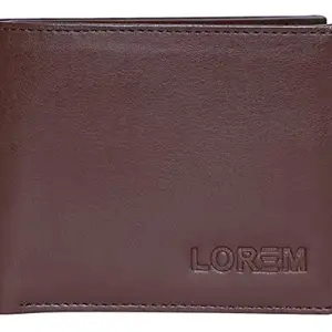 Lorem Brown Movable Card Bi-Fold Faux Leather 2 ATM Card Slots Wallet for Men WL14