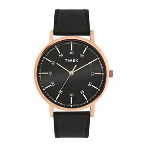 TIMEX Analog Black Dial Men's Watch-TWTG80SMU04 Genuine Leather, black Strap