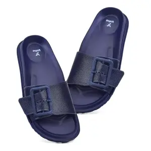 YOHO Grape Sliders for Women/Girls | Lightweight & Stylish Cushioned Slides | Adjustable Buckle Strap | Comfortable, Anti-Skid, Waterproof Flip Flops | Mystery Blue - UK 8