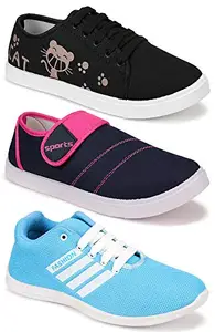 WORLD WEAR FOOTWEAR Women's (5041-5052-5053) Multicolor Casual Sports Running Shoes 5 UK (Set of 3 Pair)