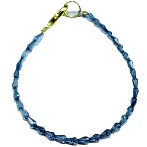 LKBEADS Blue Crystal Quartz Bracelet with Gold Plated Clasp – 3x5mm Drop Beads – Faceted Cut – 7 inch – Healing, Fashion, Gift, Spiritual, Yoga|LK_STACK_01420