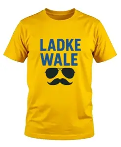 Wedding Collection T-Shirt Set, Ladke Wale and Team Groom Design, Yellow Cotton, Unisex (in, Numeric, 38, Team Groom)