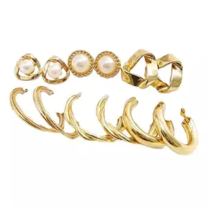 Jewels Galaxy Jewellery For Women Gold Plated Contemporary Studs and Hoop Earrings Set of 6 (JG-PC-ERGL-8729)