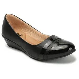 Colo Casual and Formal, Comfortable Stylish Solid Wedge Heel Slip-On Bellies & Ballerinas for Womens BL-5 Black 6 UK