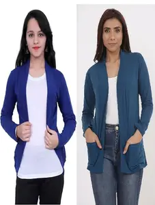 Comfy Women's Shrug ? Perfect for Office, Casual RG-Shrug-P-Royal-PKT-Airforce-XS
