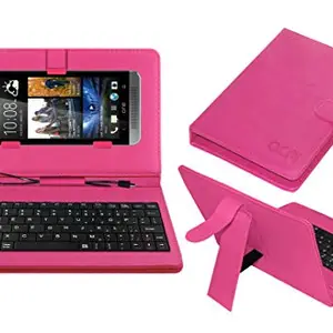 Acm Keyboard Case Compatible with Hpl Android Aone Mobile Flip Cover Stand Direct Plug & Play Device for Study & Gaming Pink