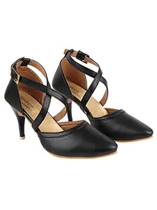 Shoetopia womens Heel-033 Black Heeled Sandal - 5 UK (Heel-033-Black)