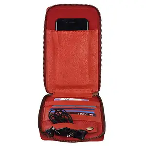 RAGOU Brown Mobile Cover with Cash & Card Holder (Red)