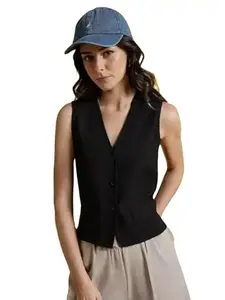 NEW-18 Black WaistCoat,RegularFit WaistCoat,Black WaistCoat,Cotton Blend WaistCoat,Casual WaistCoat,Office Wear WaistCoat,Women WaistCoat,WaistCoat14.