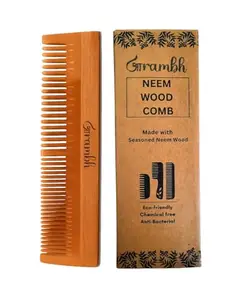 Aarambh Neem Comb Dual Teeth | Natural Wooden Hair Comb | Scalp Friendly, Frizz Control, Anti-Dandruff for Men & Women