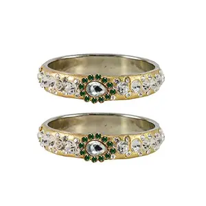 MAYA FASHION Golden stone Stud Brass Bangle Elegant Extra Large Size Bangle | Perfect Fit for Plus Size banglesTrendy and Comfortable Fit for woman and girls | (Sku-ban4712)