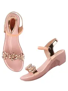 Shoetopia Women's Girls-Fancy-903 Wedge Sandal-4 Kids UK (Girls-Fancy-903-Pink)-EU37