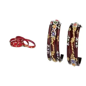 Somil Elegant Combo Glass Bangle Set | Handmade Traditional Chudi For Women | Perfect For Daily & Occasion Use, Pack Of 10, Red, Maroon -F211