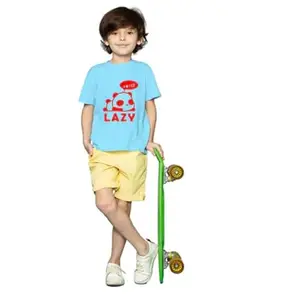 Boys Cotton Lazy Half Sleeve Tshirt (Sky Blue, Size:S)-PID41497