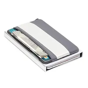 Stealodeal Silver Aluminium RFID Blocking Slim Men Women Pop Up Card Holder