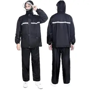 HACER Reusable 100% Air & Waterproof Unisex Raincoat Imported Seam Sealed Snow Suit Windcheater Rain Jacket Transparent Face Shield & Detachable Hood for Bikers Hiking Traveling (Size-L, Black)