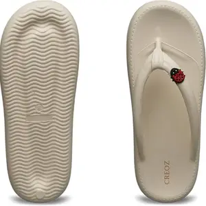 CREOZ THE BOUNCE Women Ortho Slippers | Soft Comfortable and Stylish flip Flop Slippers for Women in exciting Colors |Lightweight | Anti Skid | Daily Use Chappal Off White