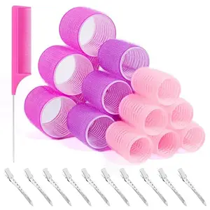 APOEM Hair Roller Set Hair Curlers, Velcro Rollers for Hair Blowout Look with Stainless steel Clips Jumbo Large Medium Hair Curlers for Short Long Hair