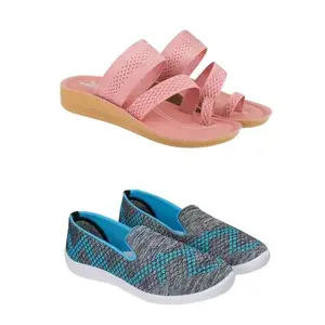 SPORTER Extra Soft Classic Casual wear with Flexibility Technology Heel Combo for Women's/Girl's(6142+3217)(5) Multicolor